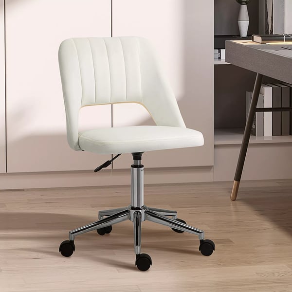 Vinsetto Komfort Kontorstol, Skrivebordsstol, Hjdejusterbar, 49x60x79-91cm, Beige Polyester