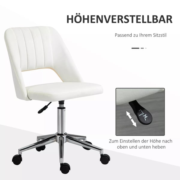 Vinsetto Komfort Kontorstol, Skrivebordsstol, Hjdejusterbar, 49x60x79-91cm, Beige Polyester