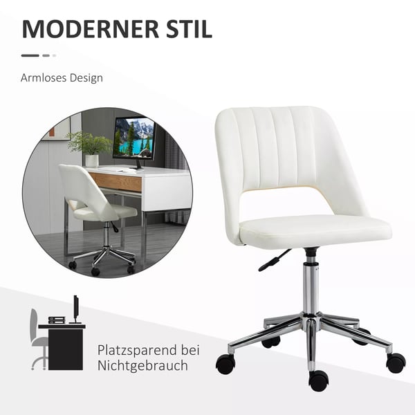 Vinsetto Komfort Kontorstol, Skrivebordsstol, Hjdejusterbar, 49x60x79-91cm, Beige Polyester