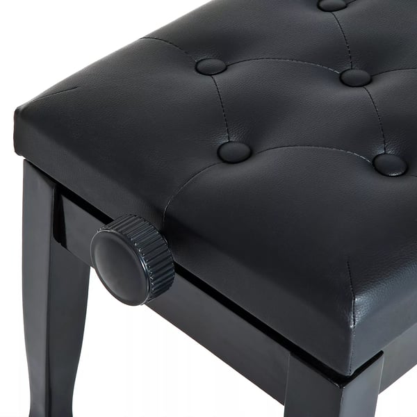 HOMCOM Klaverbænk - Højdejusterbar, Sort Kunstlæder & Massivt Træ, 64x35x45-55 cm