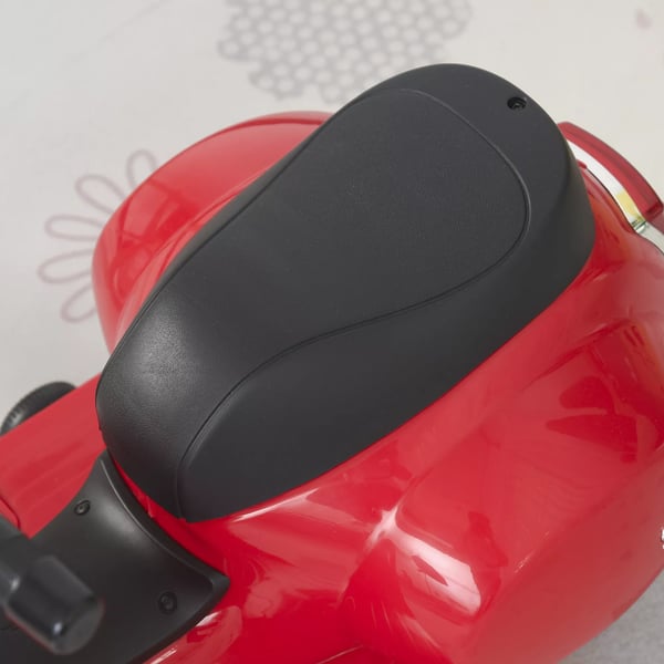 HOMCOM Barn elmotorcykel VESPA, Röd, 18-36 månader, 6V batteri, LED-ljus, 3 km/h topphastighet, metall/plast