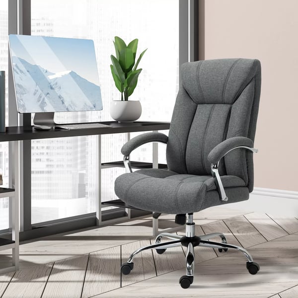 Ergonomisk Kontorsstol i Grå Polyester med Gungfunktion och Justerbar Höjd, 65x78x110-120cm