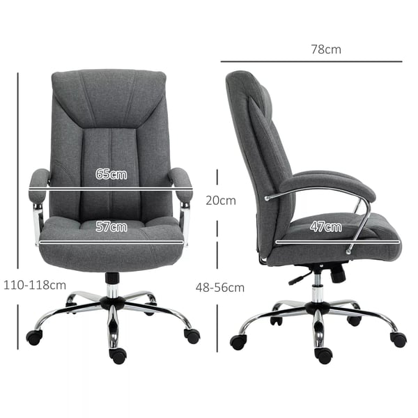 Ergonomisk Kontorsstol i Grå Polyester med Gungfunktion och Justerbar Höjd, 65x78x110-120cm