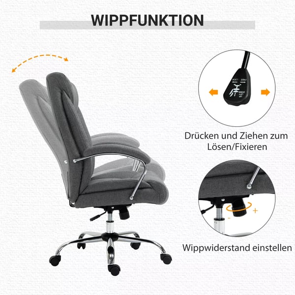 Ergonomisk Kontorsstol i Grå Polyester med Gungfunktion och Justerbar Höjd, 65x78x110-120cm