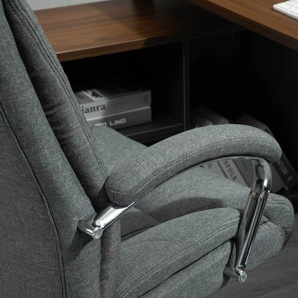 Ergonominen Toimistotuoli, Keinutoiminto, Pehmustetut Käsinojat, Niskatuki, Harmaa Polyesteri