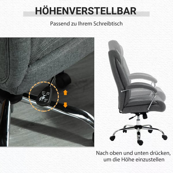 Ergonomisk Kontorsstol i Grå Polyester med Gungfunktion och Justerbar Höjd, 65x78x110-120cm