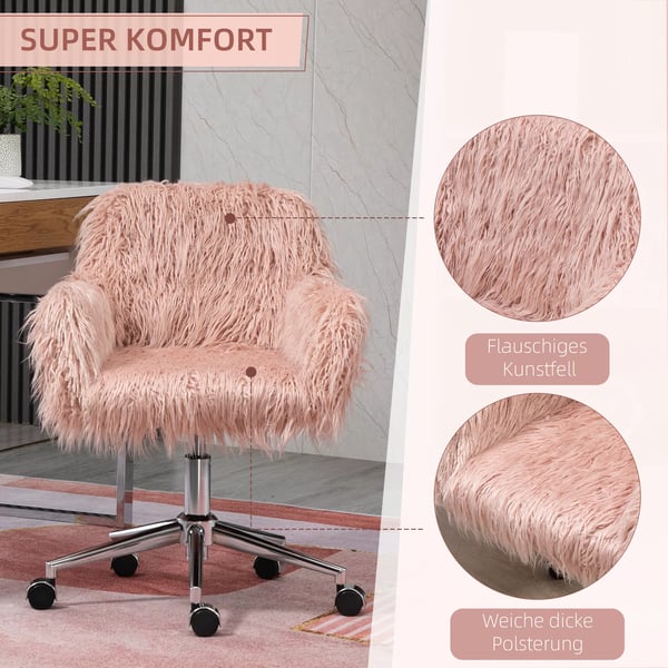 Chefsessel Drejestol Computerstol med imiteret pels Hederalige Justering Imiteret pels Skum Lyserederalig+Sederaliver 57 x 60 x 75-85 cm