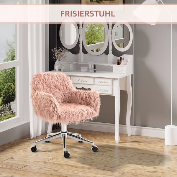 Chefsessel Drejestol Computerstol med imiteret pels Hederalige Justering Imiteret pels Skum Lyserederalig+Sederaliver 57 x 60 x 75-85 cm