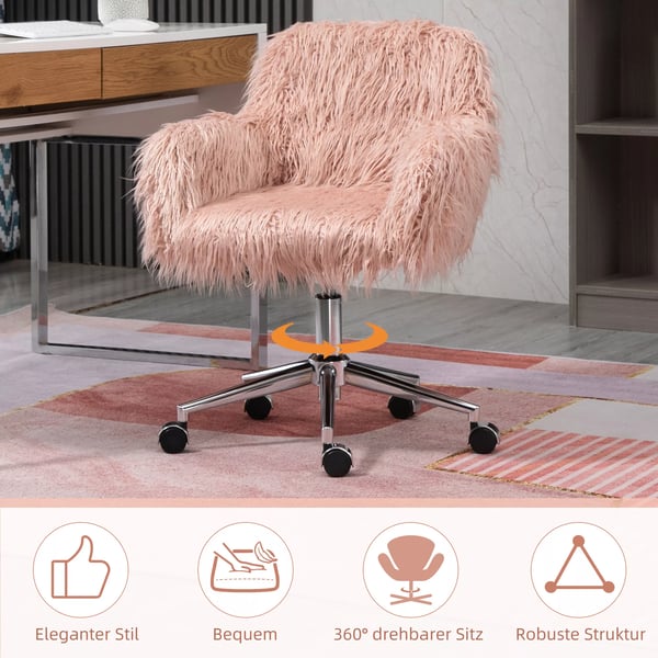 Chefsessel Drejestol Computerstol med imiteret pels Hederalige Justering Imiteret pels Skum Lyserederalig+Sederaliver 57 x 60 x 75-85 cm