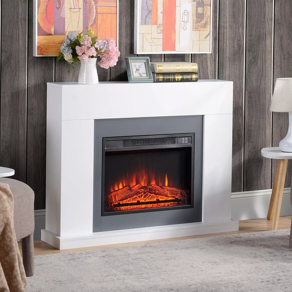 Elektrisk Elstad St'ende med Flamm-Effekt, 1800/2000W - Vit MDF & Glas