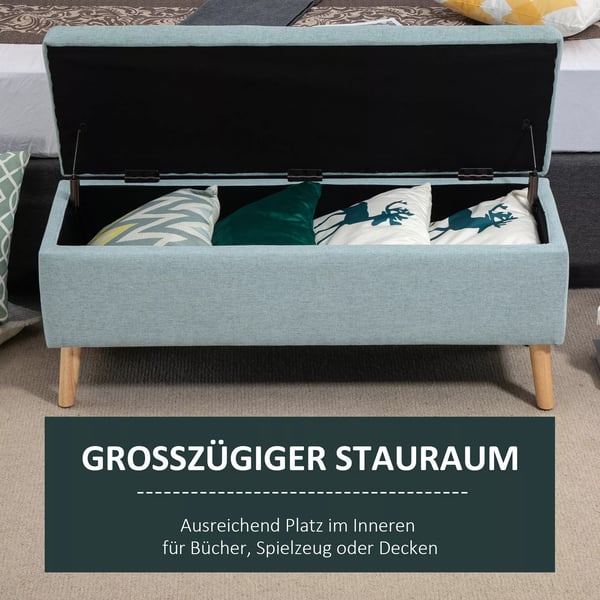 HOMCOM Opbevaringsbænk - Grøn Polyester - 110x39x45cm