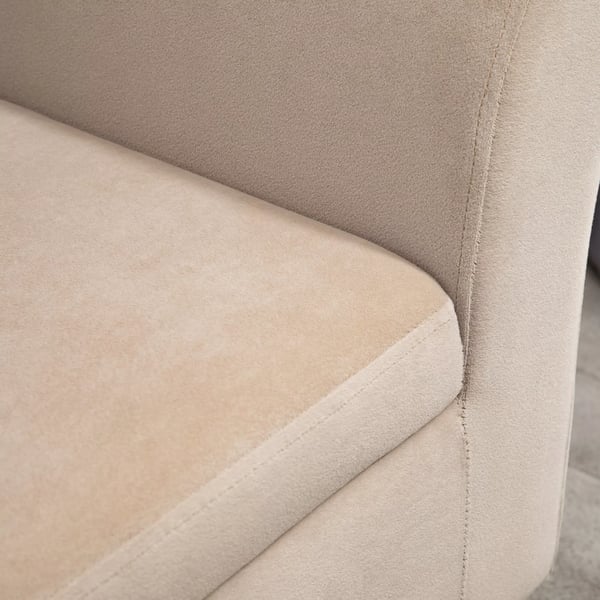HOMCOM bænk til stuen Moderne polstret bænk med opbevaring, fløjlsagtig polyester, gummitræ, armlæn, 115,5x43,5x66 cm