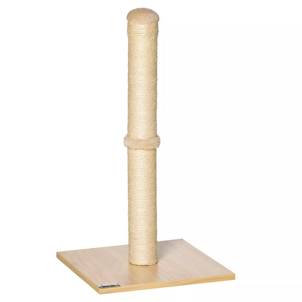 PawHut Raapimispylväs Sisalillä ja Tammella, Beige, 60cm
