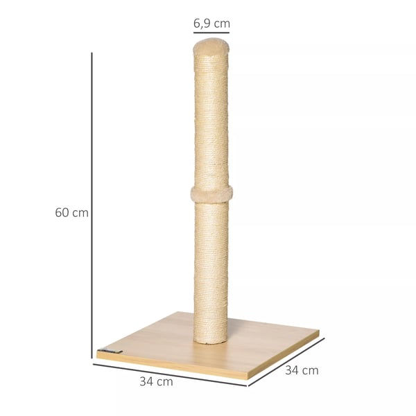 PawHut Kradsetræ Sisal pinde Bold Beige Eg 60cm