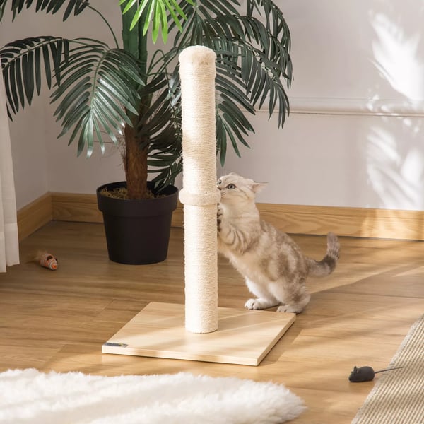 PawHut Kradsetræ Sisal pinde Bold Beige Eg 60cm