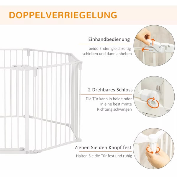 PawHut Løbegård til hvalpe & hunde - Sikkerhedsgitter, 8 paneler, foldbar, hvid (60 x 76 cm)