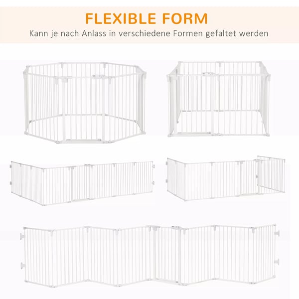 PawHut Løbegård til hvalpe & hunde - Sikkerhedsgitter, 8 paneler, foldbar, hvid (60 x 76 cm)