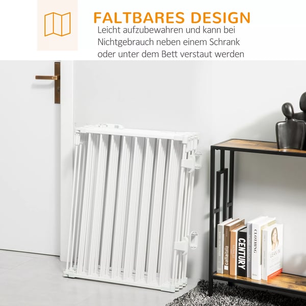 PawHut Løbegård til hvalpe & hunde - Sikkerhedsgitter, 8 paneler, foldbar, hvid (60 x 76 cm)