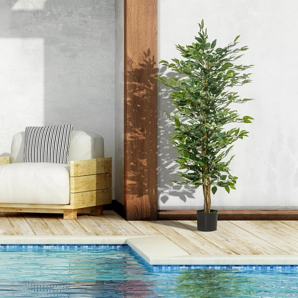 Konstgjord Ficus, Grön, 150 cm, Plast, Dekoration inomhus/utomhus, 1008 löv