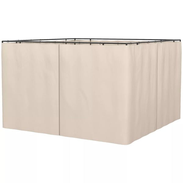 Outsunny 4 sidepaneler til 3x3m pavillon, med kroge, sidevægge, polyester, beige, 302x205cm