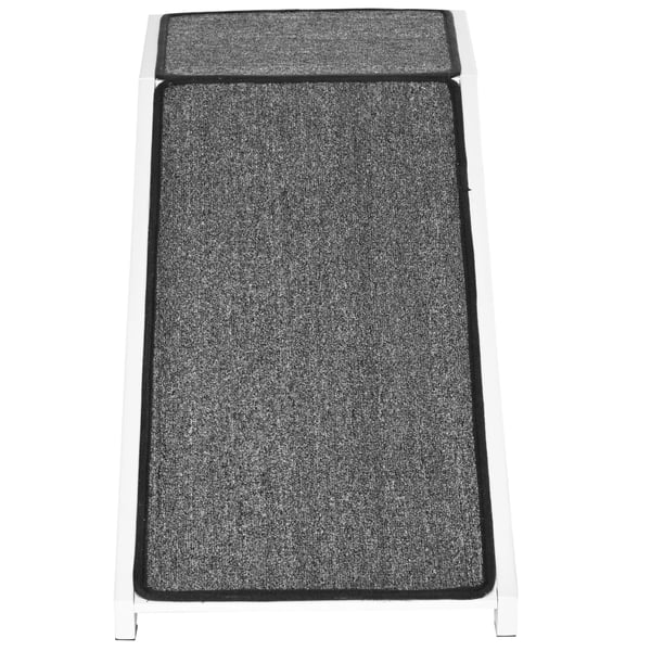 Kæledyrrampe med skridsikkert tæppe til hund, lavet af fyrretræ/polyester, hvid+grå, 125 x 40 x 35,5 cm
