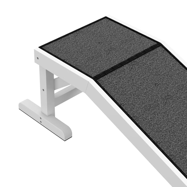PawHut Lemmikkiramppi Mäntypuu Polyesteri Liukumaton Matto 125x40x35.5cm Valkoinen/Harmaa