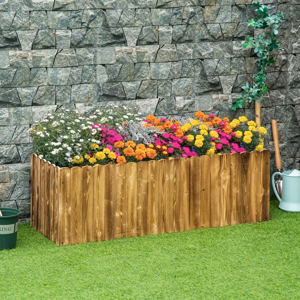 Outsunny højbed plantekasse urtebed blomsterbed grøntsagsbed plantekasse af grantræ 120 x 40 x 40 cm