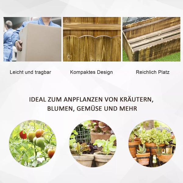 Outsunny højbed plantekasse urtebed blomsterbed grøntsagsbed plantekasse af grantræ 120 x 40 x 40 cm