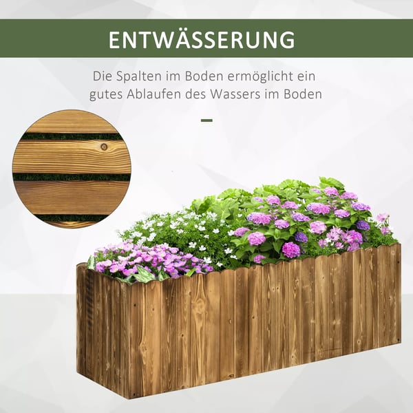 Outsunny højbed plantekasse urtebed blomsterbed grøntsagsbed plantekasse af grantræ 120 x 40 x 40 cm