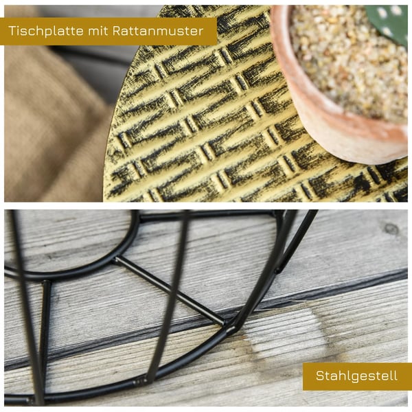 Outsunny sideborde 3-delt sæt retrostil metalkurv natur+sort 3 størrelser