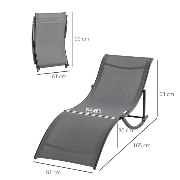 Outsunny sæt med 2 solvogne, liggestole, havestole, afslapningsstole, ergonomisk, aluminium, tekstilene, mørkegrå, 165 x 61 x 63 cm