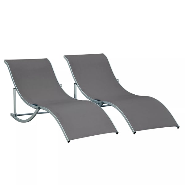 Outsunny sæt med 2 solvogne, liggestole, havestole, afslapningsstole, ergonomisk, aluminium, tekstilene, mørkegrå, 165 x 61 x 63 cm