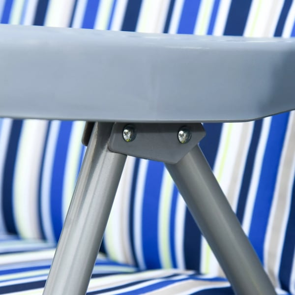 Outsunny liggestol 2-pak, solseng med hynde, sammenklappelig, justerbart ryglæn, stål+polyester, blå, 60x75x65-102 cm