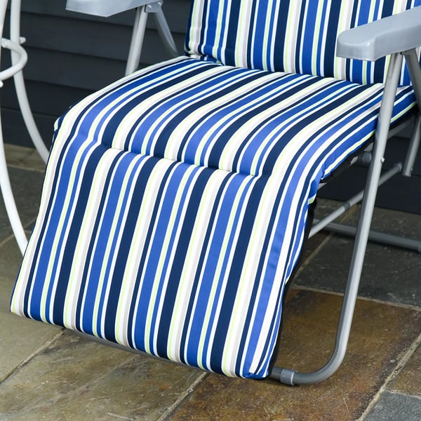 Outsunny liggestol 2-pak, solseng med hynde, sammenklappelig, justerbart ryglæn, stål+polyester, blå, 60x75x65-102 cm