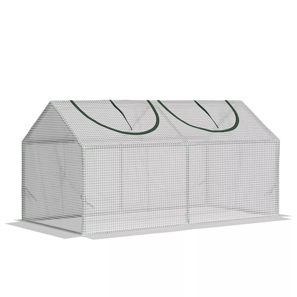 Outsunny Minivæksthus med UV-resistent PE-dække, stålramme, lynlåsvindue, 120x60x60 cm, Hvid