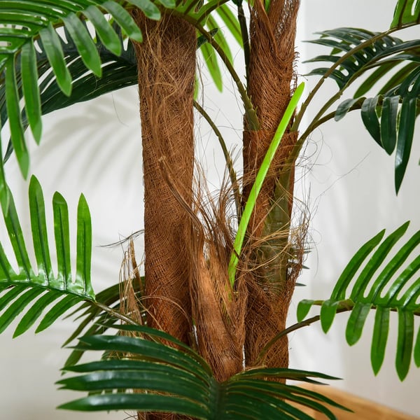 HOMCOM Kunstpalme 120 cm - Kunstig grøn plastik tropisk palme til indendørs og udendørs brug med cementpotte.