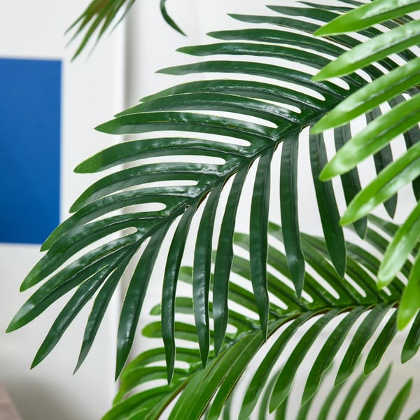HOMCOM Kunstpalme 120 cm - Kunstig grøn plastik tropisk palme til indendørs og udendørs brug med cementpotte.