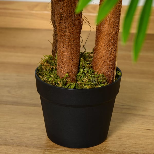 HOMCOM Kunstpalme 120 cm - Kunstig grøn plastik tropisk palme til indendørs og udendørs brug med cementpotte.