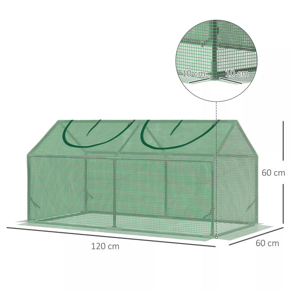 Foliedrivhus til Planter, 120x60x60 cm, Grøn - PE/Stål