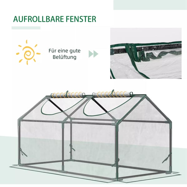 Outsunny Lämmin Kasvihuone, PVC, Teräsrunko, Läpinäkyvä, 120x60x60 cm