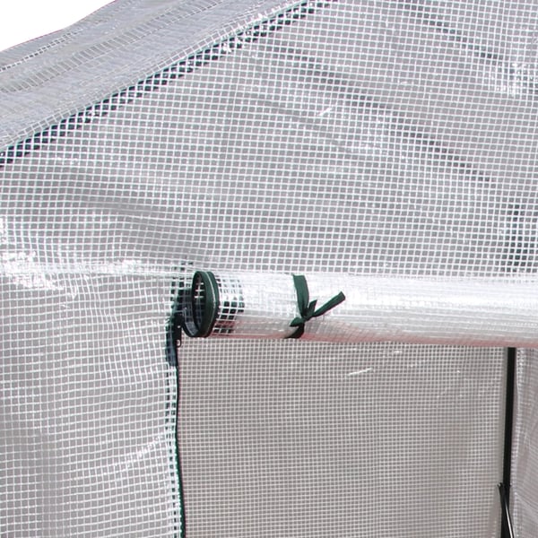 Folietunnelväxthus, walk-in växthus med 4 hyllplan, tomatväxthus, växthus, kallväxthus, vit stål PE-plast 143x143x195cm