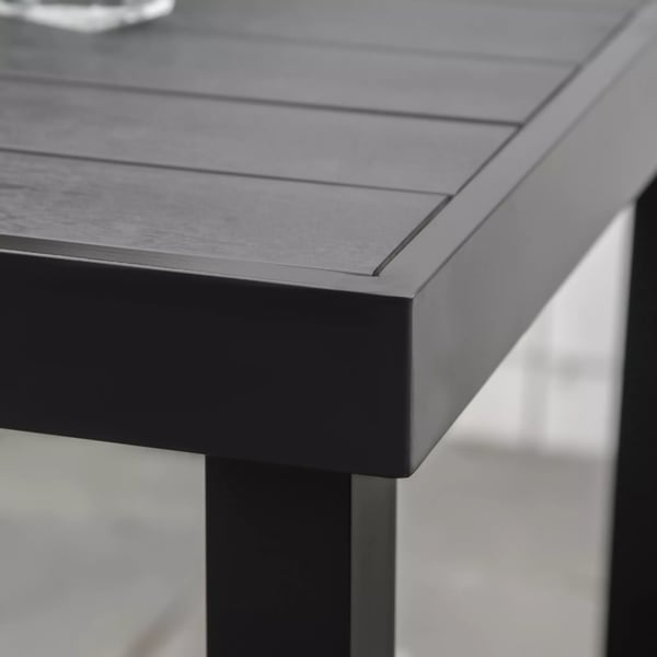 Outsunny havebord til 4 personer, kompakt spisebord, vedligeholdelsesvenligt aluminiumsbord, havemøbler, plast, sort, 80x80x74 cm