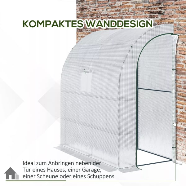 Folie drivhus Tomat drivhus med mesh vindue & rulledøre, UV-beskyttelse, Hvid, 200x100x215cm