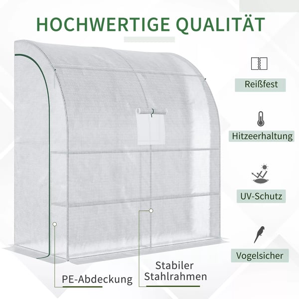 Folie drivhus Tomat drivhus med mesh vindue & rulledøre, UV-beskyttelse, Hvid, 200x100x215cm
