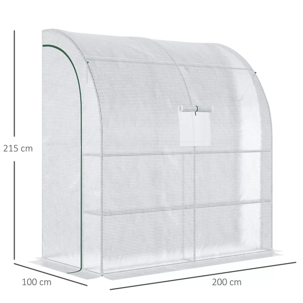 Folie drivhus Tomat drivhus med mesh vindue & rulledøre, UV-beskyttelse, Hvid, 200x100x215cm