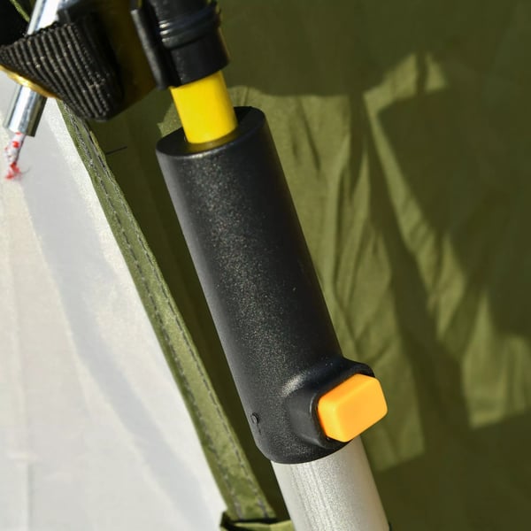 Outsunny campingtelt til 5 personer, automatisk pop-up, vejrbestandigt polyester, vinduer, militærgrøn+grå, 240x240x199cm
