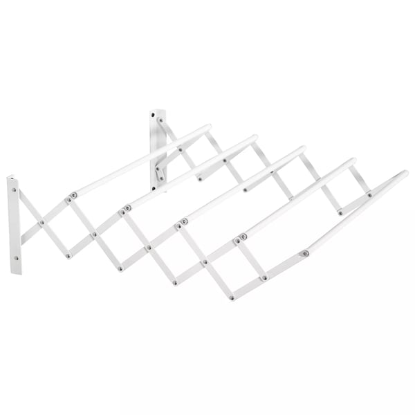 HOMCOM Vægtørrer Vasketøjsstativ Pladsbesparende Tørrestativ Samlet tørlængde 57,5cm Metal Hvid 63,5 x 60 x 20 cm