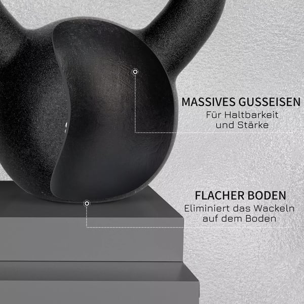 Kettlebell støbejern neoprenbelægning gulvskånende svingvægt sort 12 kg