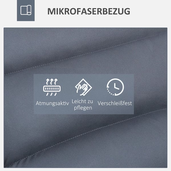 HOMCOM Drejelig Gulvstol med 360° sokkel og 5-trins justerbar ryg, stål, mørkegrå, mikrofiber