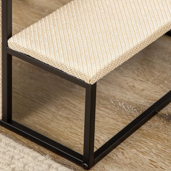 PawHut Kæledyrstrappe 3-trins med Kradsebræt og Legebold - Stål, Sisal, Creme+Sort, 51x54x53cm
